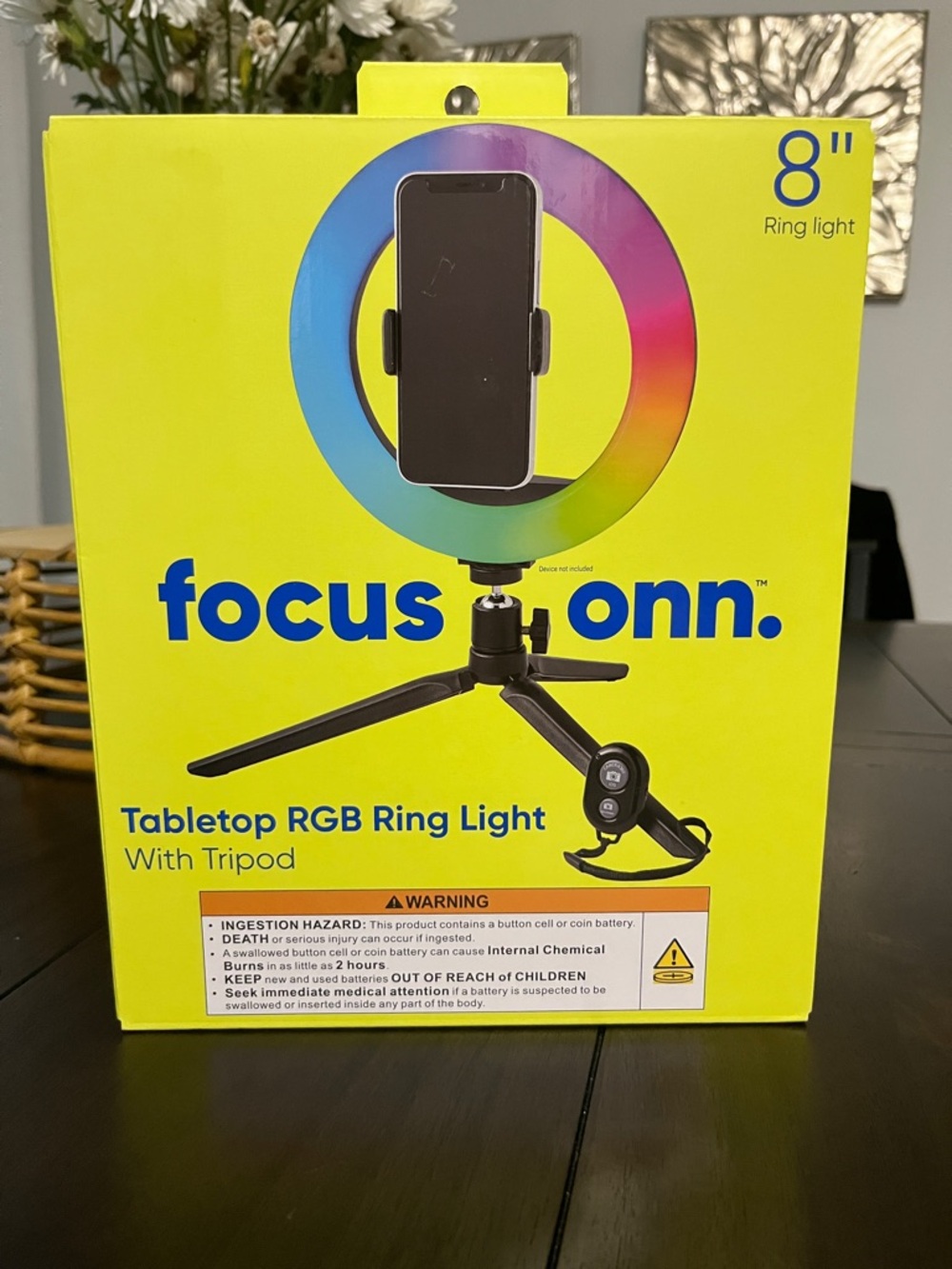 8" Yellow Tabletop RGB Ring Light with Tripod
